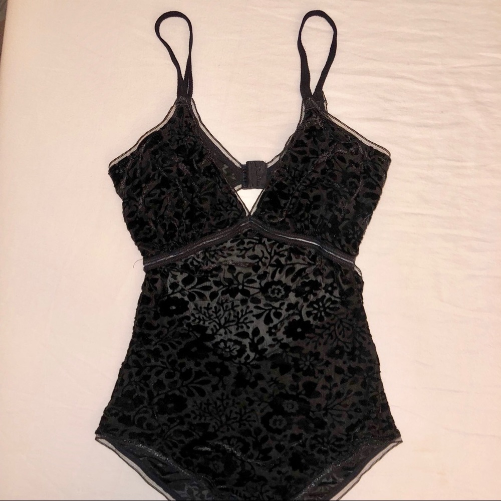 Black Velvet/Mesh bodysuit